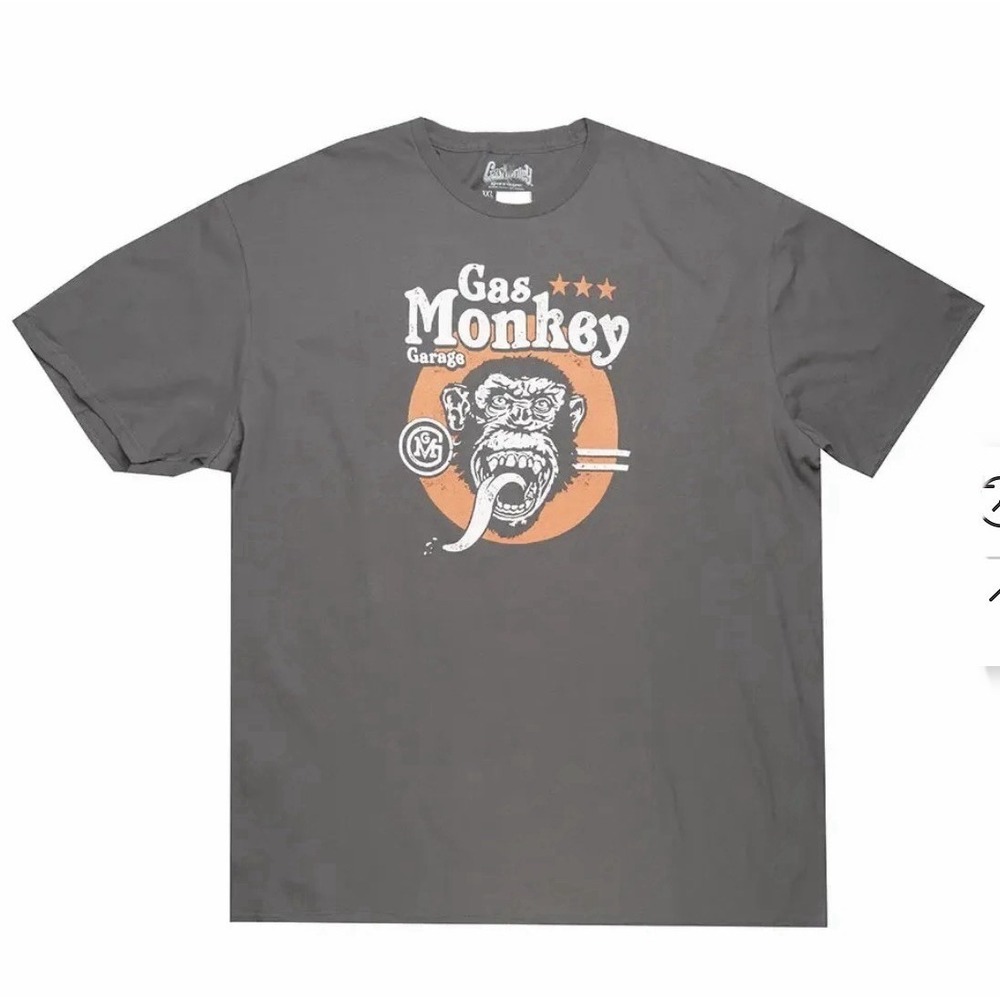 Men's GAS MONKEY GARAGE Grey T-Shirt Vintage Logo Graphic Tee Size 2XL NWT